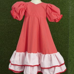 Traje rojo y blanco lunaritos