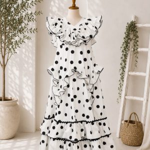 Traje blanco lunar negro