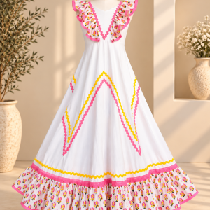 Flor rosa y amarilla zig-zag